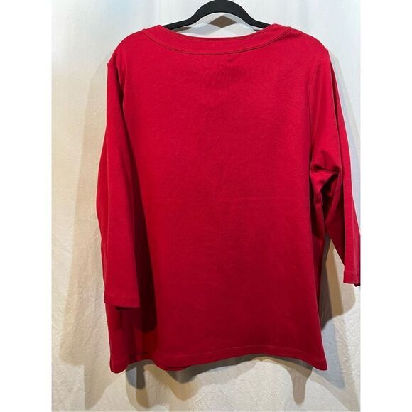 Rafaela Women’s Plus Size 3/4 Sleeve Pull Over Shirt Red in Color Size 2X - Picture 3 of 8